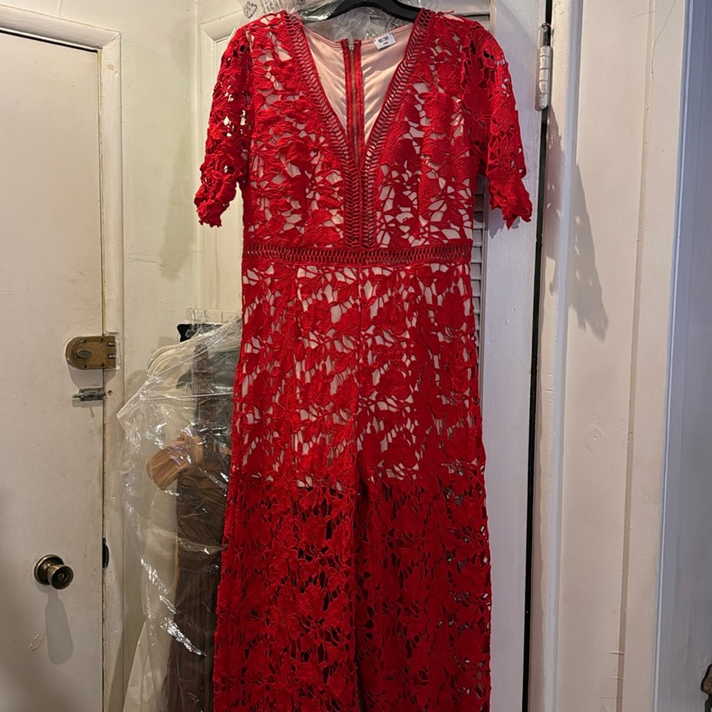 RENVY Red Lace crochet jumpsuit - Large